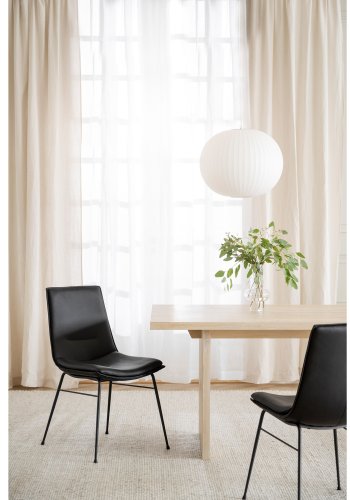 ROWICO Lowell spisebordsstol - svart skinn og svart metall