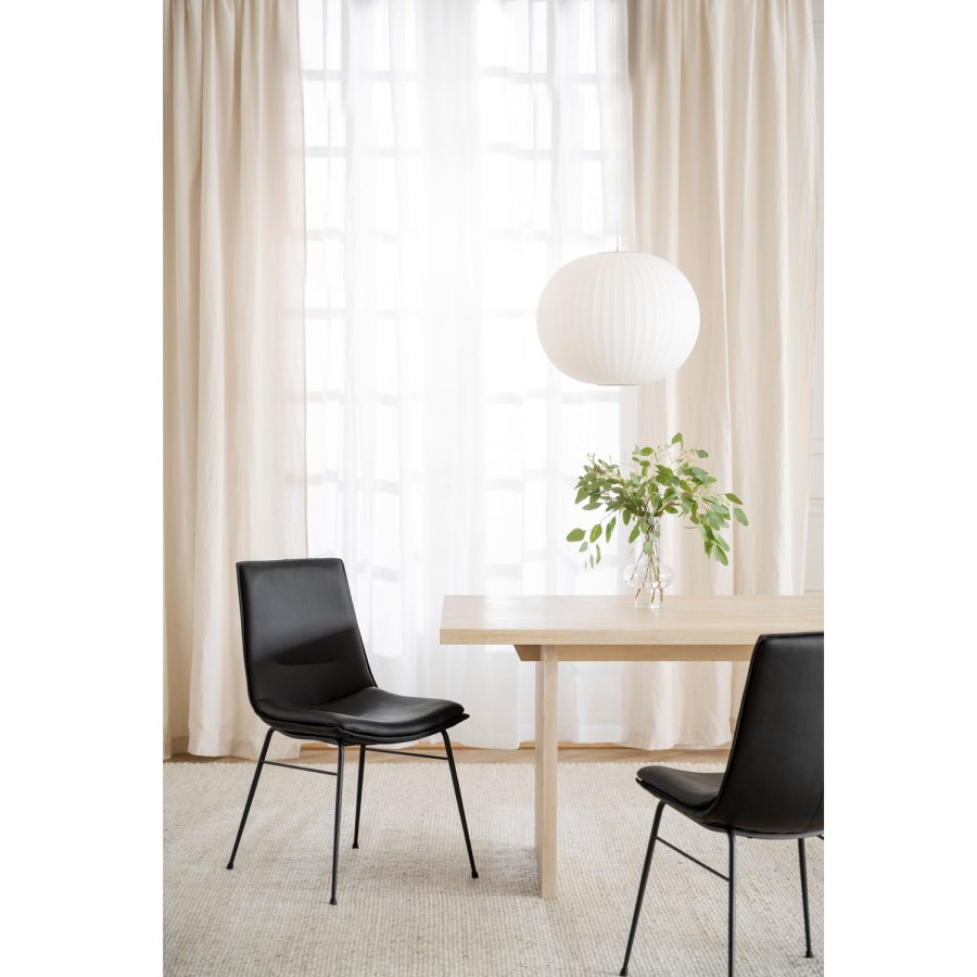 ROWICO Lowell spisebordsstol - svart skinn og svart metall