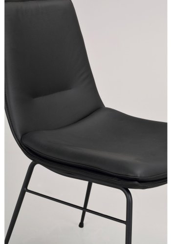 ROWICO Lowell spisebordsstol - svart skinn og svart metall