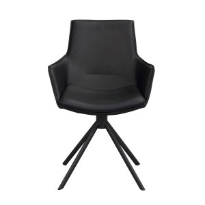 ROWICO Lowell spisebordsstol, m. armln og drejefod - sort lder og sort metal