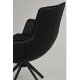 ROWICO Lowell spisebordsstol, med armlener og dreiefot - svart skinn og sort metall