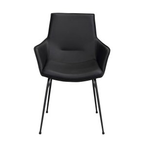 ROWICO Lowell spisebordsstol, m. armln - sort lder og sort metal