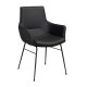 ROWICO Lowell spisebordsstol, med armlener - svart skinn og sort metall