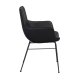 ROWICO Lowell spisebordsstol, med armlener - svart skinn og sort metall