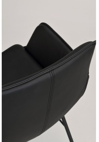 ROWICO Lowell spisebordsstol, med armlener - svart skinn og sort metall