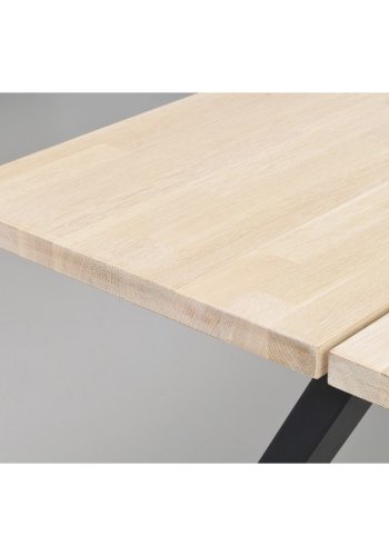 ROWICO Carradale spisebord, m. udtrk - hvidpigmenteret eg og sort metal (220x100)