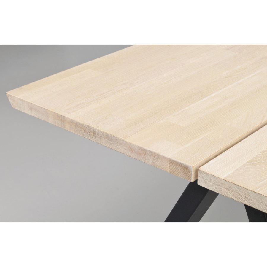 ROWICO Carradale spisebord, m. udtrk - hvidpigmenteret eg og sort metal (220x100)