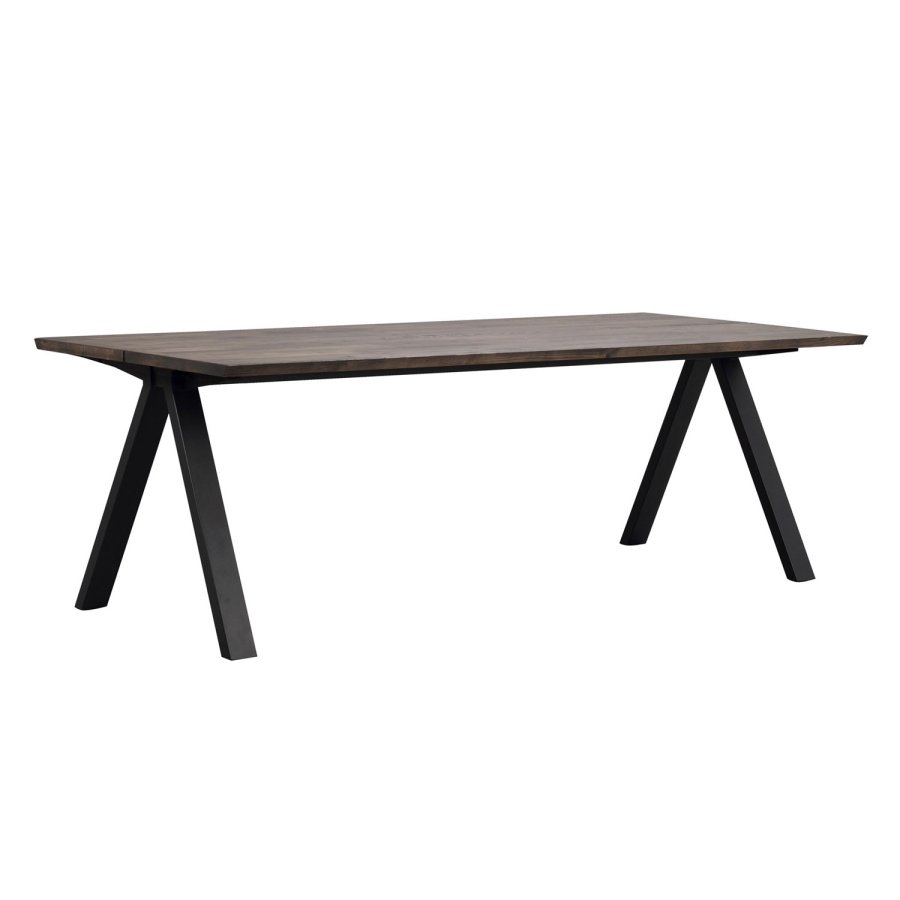 ROWICO Carradale spisebord, m. udtrk - brun eg og sort metal (220x100)
