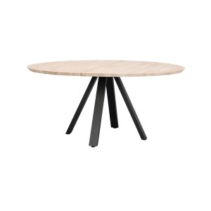 ROWICO Carradale Matbord, Runt - Vitpigmenterad Ek och Svart Metall ( 150 cm)