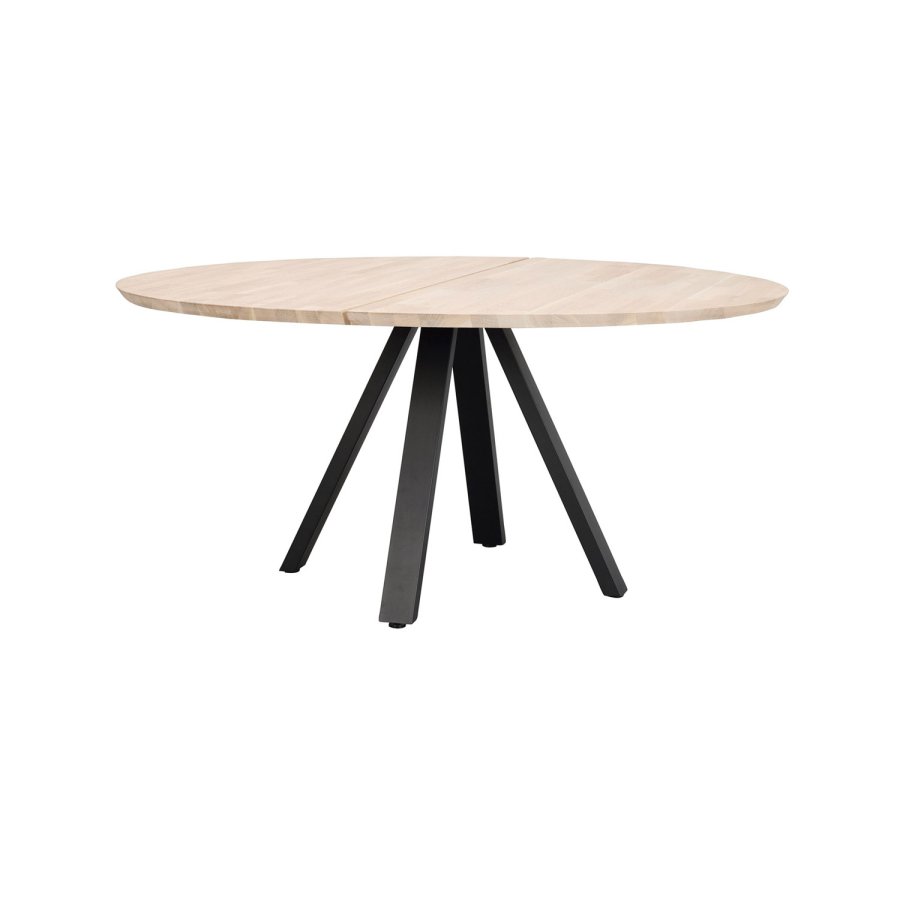 ROWICO Carradale spisebord, rund - hvidpigmenteret eg og sort metal (150)