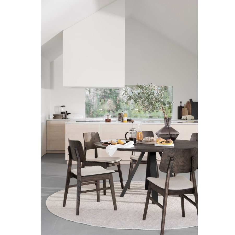 ROWICO Carradale spisebord, rund - brun eg og sort metal (150)