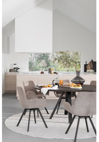 ROWICO Carradale spisebord, rund - brun eg og sort metal (150)