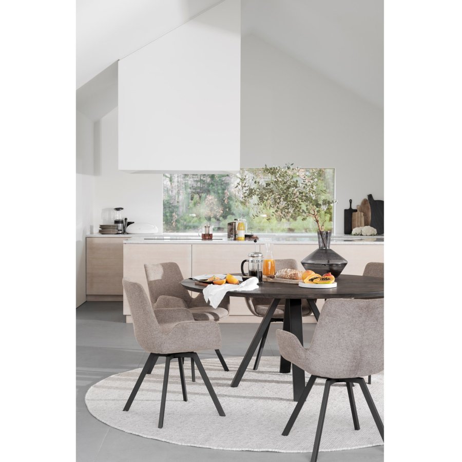 ROWICO Carradale spisebord, rund - brun eg og sort metal (150)