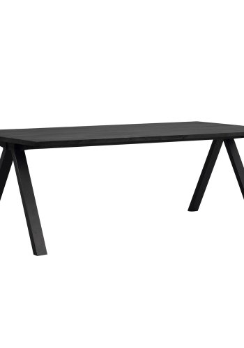 ROWICO Carradale spisebord, m. udtrk - sort ask og sort metal (220x100)