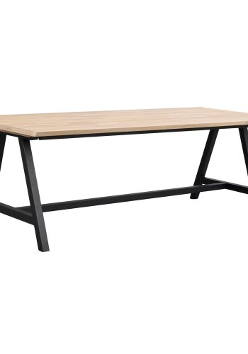 ROWICO Carradale spisebord, m. udtrk - hvidpigmenteret eg og sort metal (220x100)