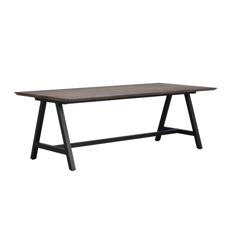 ROWICO Carradale spisebord, m. udtrk - brun eg og sort metal (220x100)