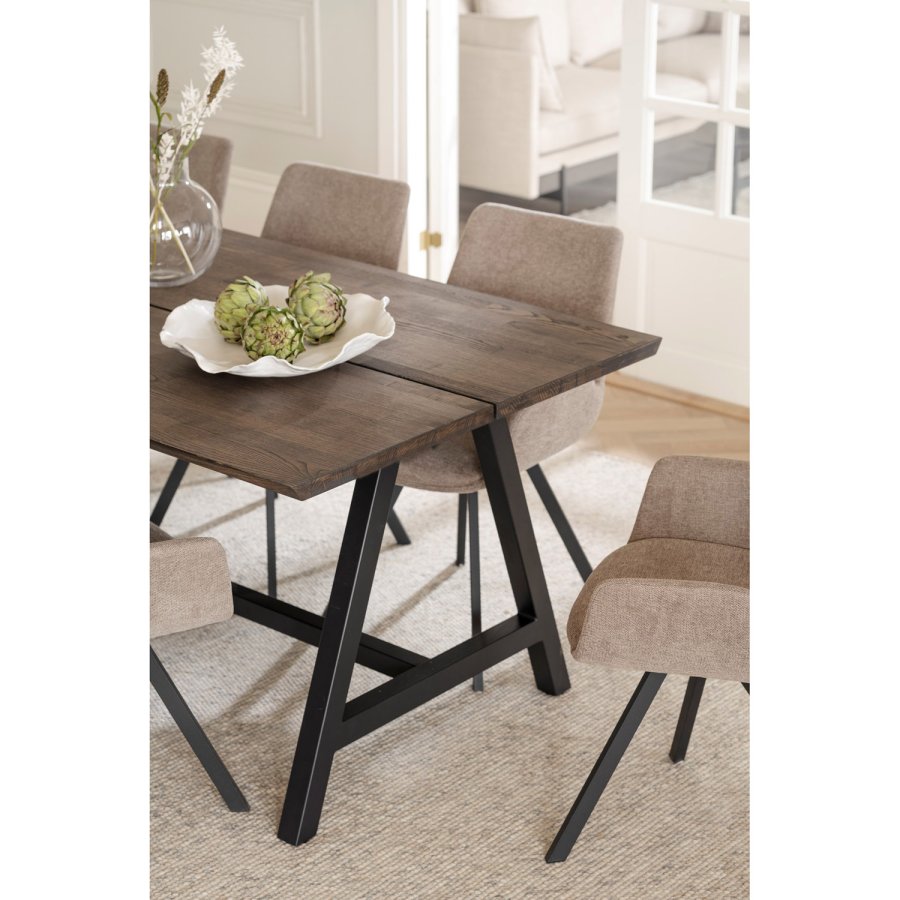 ROWICO Carradale spisebord, m. udtrk - brun eg og sort metal (220x100)