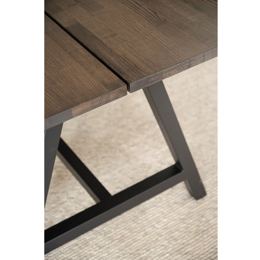 ROWICO Carradale spisebord, m. udtrk - brun eg og sort metal (220x100)