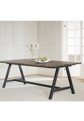 ROWICO Carradale spisebord, m. udtrk - brun eg og sort metal (220x100)