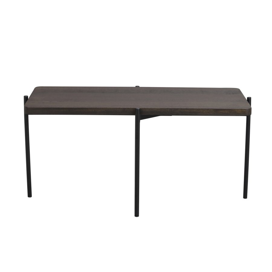 ROWICO Shelton sofabord - brun asketr og sort metal (95x50)