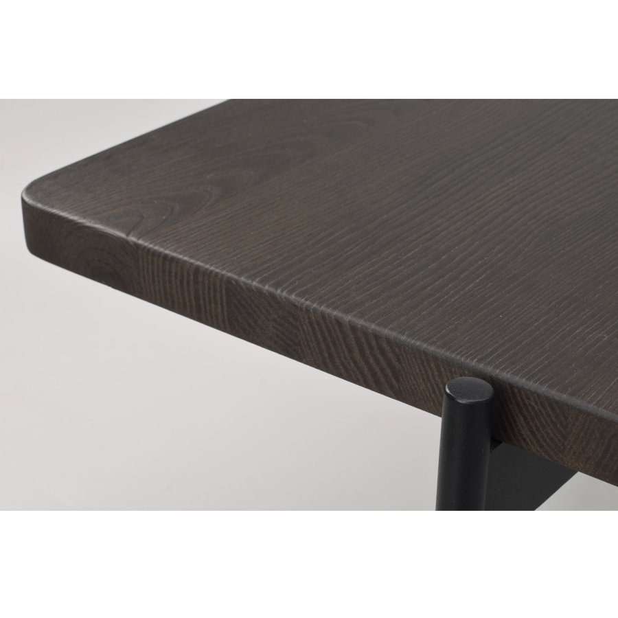 ROWICO Shelton sofabord - brun asketr og sort metal (95x50)