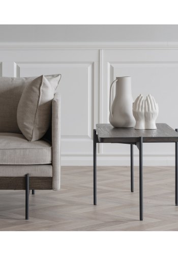 ROWICO Shelton sofabord - brun asketr og sort metal (95x50)