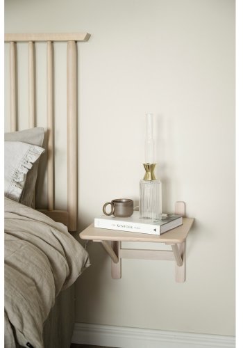 ROWICO Camrose Nachttisch, Wandmontage - weiß pigmentiertes Eichenfurnier und Eiche (40x40)
