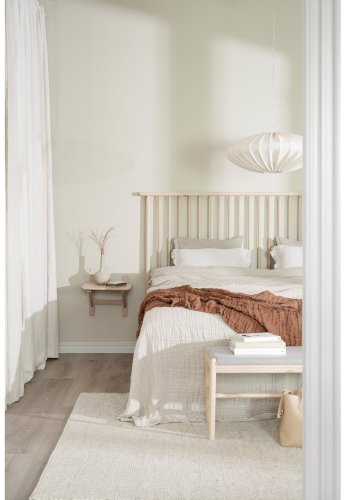 ROWICO Riggins sengegavl - hvitpigmentert eik og metall (B:194)