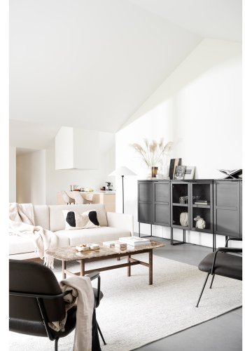 ROWICO Hammond sofabord, rektangulr - brun marmor og brun eg (135x62)