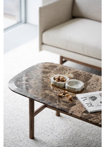 ROWICO Hammond sofabord, rektangulr - brun marmor og brun eg (135x62)