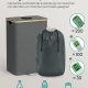 SONGMICS K&ouml;ks�tervinningsbeh�llare 26,4 gallon. Flask�tervinningsbeh�llare, uppsamlingsbeh�llare, f&ouml;r metall, plast, papper, glas, innerp�se med handtag, k&ouml;k, skiffergr� och naturbeige URRB509G01