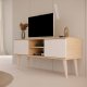 KOCOT RTV Toronto TV-bord, m. 2 drer og 1 hylle - naturlig og hvitt tre (120x35)