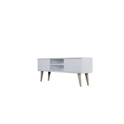 KOCOT RTV Toronto TV-bord, m. 2 l�ger og 1 hylde - hvid fin�r og natur b�getr� (120x35)