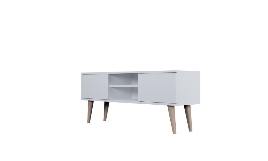 KOCOT RTV Toronto TV-bord, m. 2 drer og 1 hylle - hvit bk (120x35)