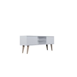 KOCOT RTV Toronto TV-bord, m. 2 l�ger og 1 hylde - hvid fin�r og natur b�getr� (120x35)