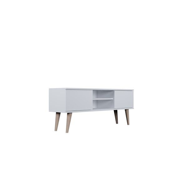 KOCOT RTV Toronto TV-bord, m. 2 l�ger og 1 hylde - hvid fin�r og natur b�getr� (120x35)