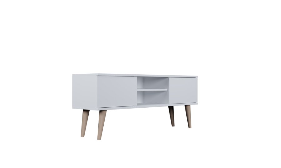 KOCOT RTV Toronto TV-bord, m. 2 drer og 1 hylle - hvit bk (120x35)