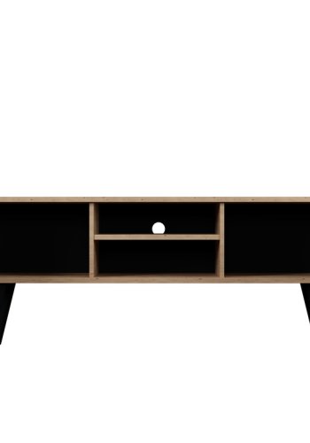 KOCOT RTV Toronto TV-bord, m. 2 drer og 1 hylle - naturlig og svart bk (120x35)
