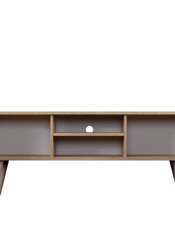 KOCOT RTV Toronto TV-bord, m. 2 drer og 1 hylle - naturlig bketre (120x35)