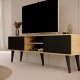 KOCOT RTV Toronto TV-bord, m. 2 drer og 1 hylle - naturlig og svart bk (160x35)