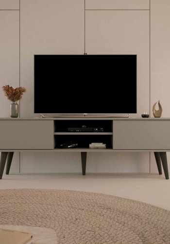 KOCOT RTV Toronto TV-bord, m. 2 drer og 1 hylle - gr bketre (160x35)