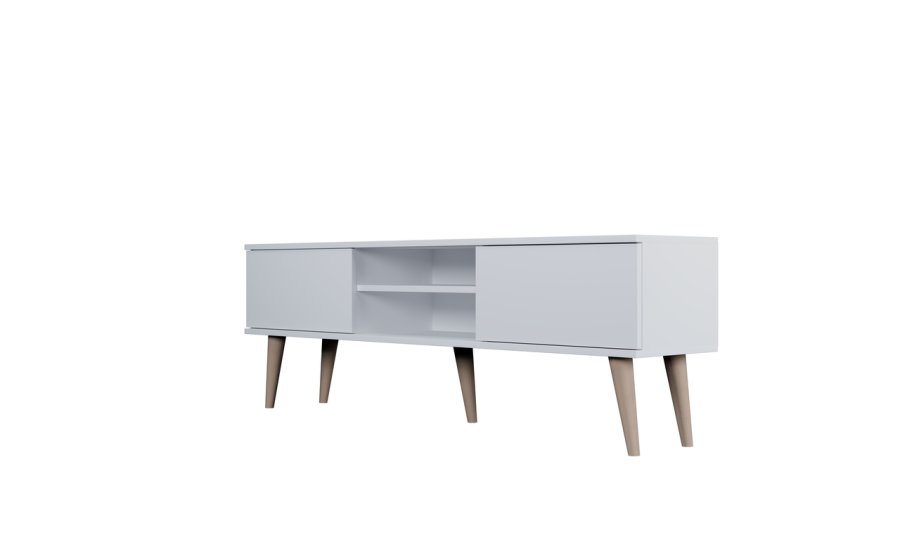 KOCOT RTV Toronto TV-bord, m. 2 drer og 1 hylle - hvit bk (160x35)