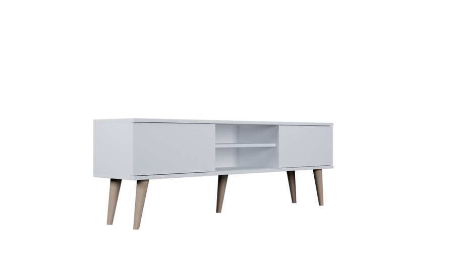 KOCOT RTV Toronto TV-bord, m. 2 drer og 1 hylle - hvit bk (160x35)