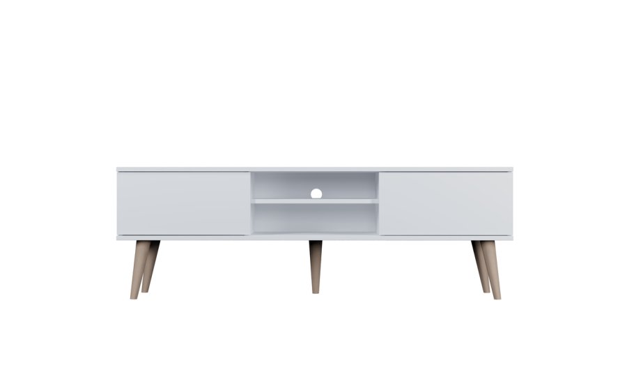 KOCOT RTV Toronto TV-bord, m. 2 drer og 1 hylle - hvit bk (160x35)