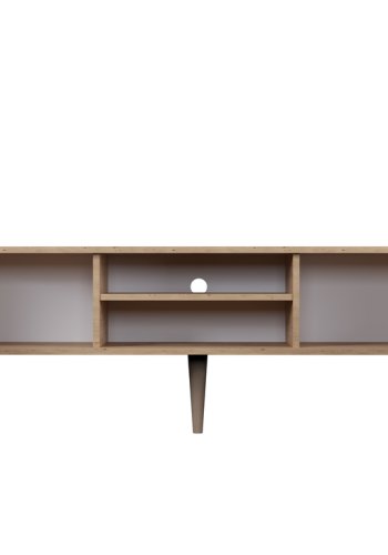 KOCOT RTV Toronto TV-bord, m. 2 drer og 1 hylle - naturlig og hvit bk (160x35)