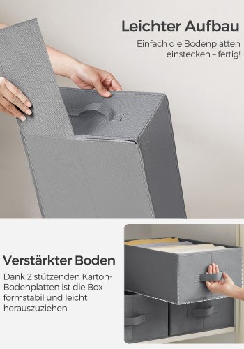 SONGMICS Sett med 4 skuffeoppbevaringsskap, garderobeoppbevaring med 6 rom, sammenleggbar garderobeoppbevaring, 42 x 30 x 17 cm, for bukser, kl�r, duegr� RUS009G04