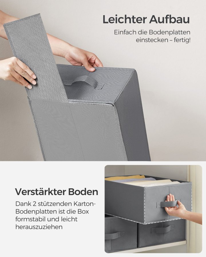 SONGMICS Sett med 4 skuffeoppbevaringsskap, garderobeoppbevaring med 6 rom, sammenleggbar garderobeoppbevaring, 42 x 30 x 17 cm, for bukser, kl�r, duegr� RUS009G04