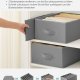 SONGMICS Sett med 4 skuffeoppbevaringsskap, garderobeoppbevaring med 6 rom, sammenleggbar garderobeoppbevaring, 42 x 30 x 17 cm, for bukser, kl�r, duegr� RUS009G04