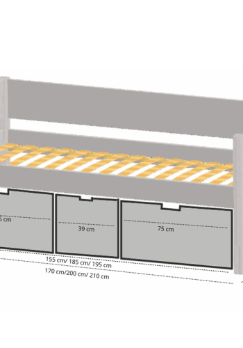 Manis-H Nanna enkels�ng med designs�ngkant och h�ga l�dor - 160 cm - 90x160