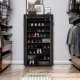 SONGMICS RXJ36H skoreol, m. st�vt�t afd�kning, 9 rum, plads til op til 40 par sko - sort fiberdug og st�l